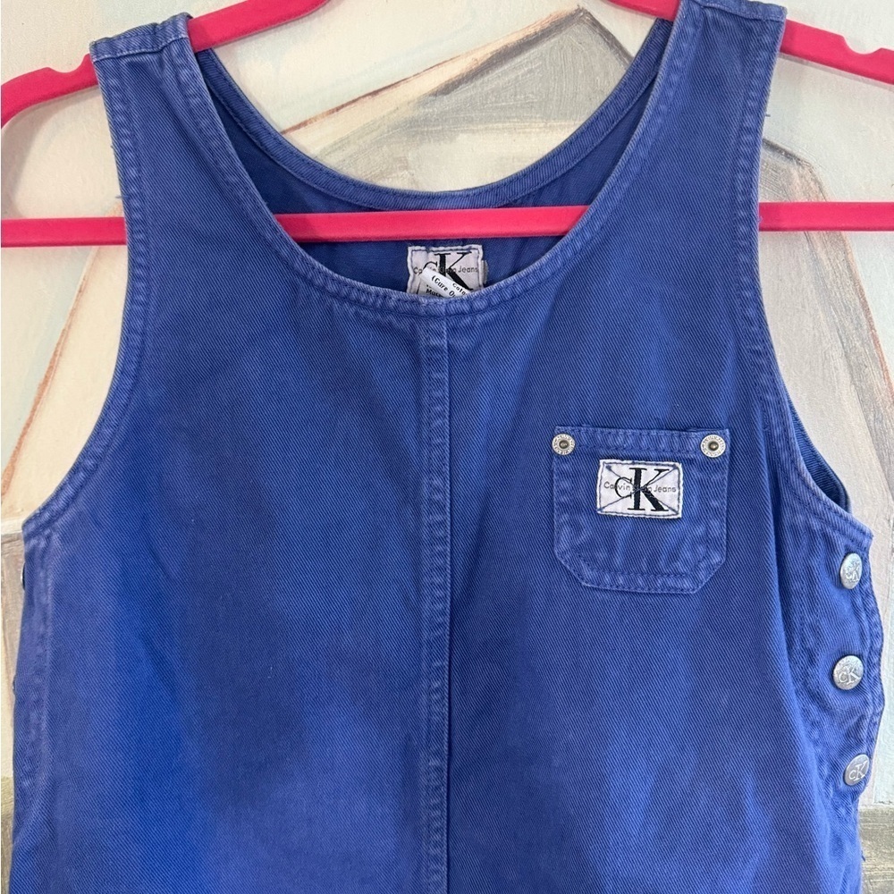 CALVIN KLEIN CK Royal Blue Denim Mini Jump Dress Women’s Size Small - Picture 2 of 7